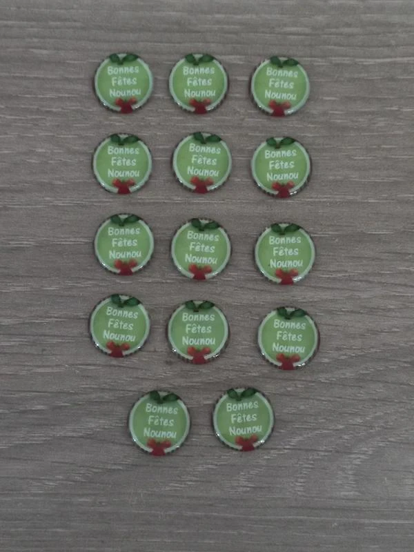 Cabochons Verre "Bonnes Fête Nounou"